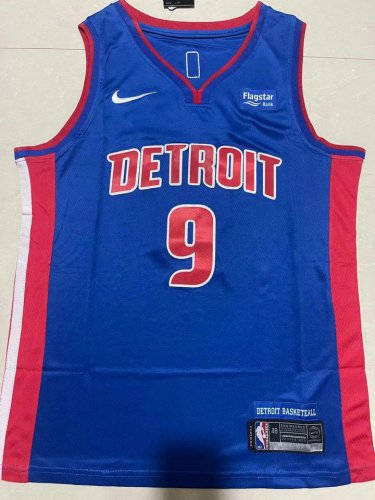 Maillot de Basket #9 Thompson Detroit Pistons Bleu Brodé